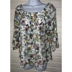 NWT Maurices Sz SMALL Lightweight Floral Top Blouse With Lace Up Shoulders